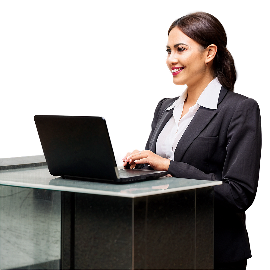 Receptionist With Laptop Png 24 PNG Image