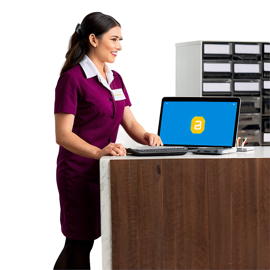 Receptionist With Laptop Png Cgx PNG Image