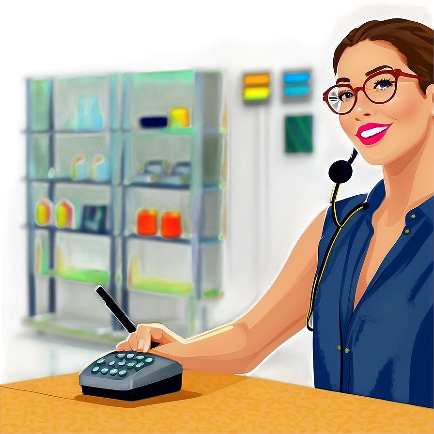 Receptionist With Walkie Talkie Png 06272024 PNG Image