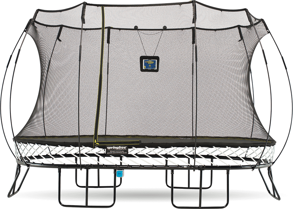 Rectangular Trampolinewith Enclosure PNG Image