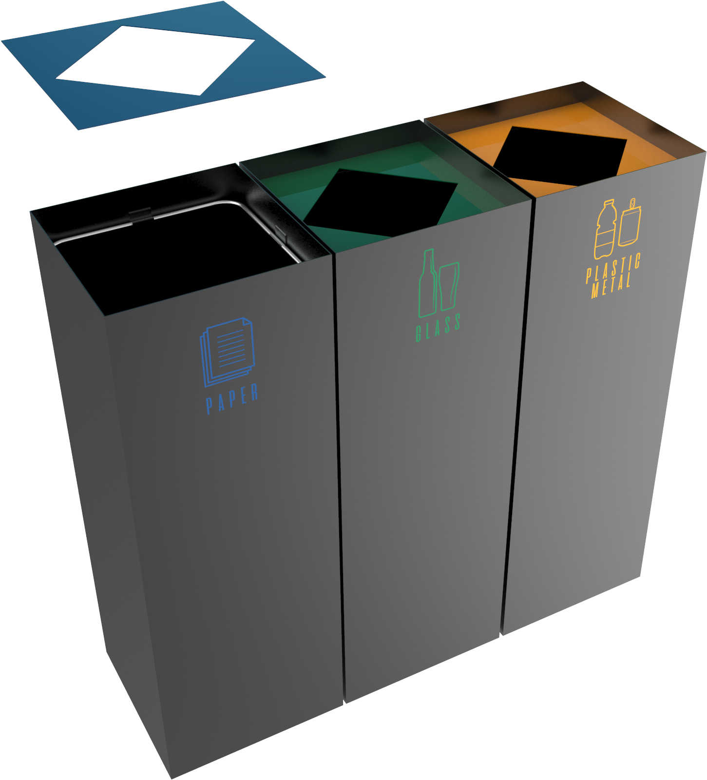 Recycling Bins Separation Concept PNG Image