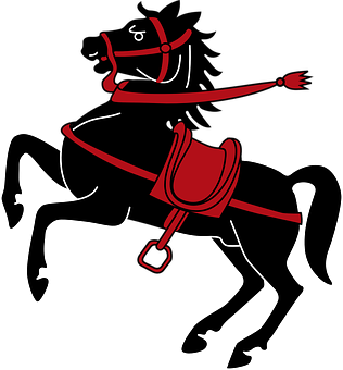 Red Accented Horse Line Art PNG Image