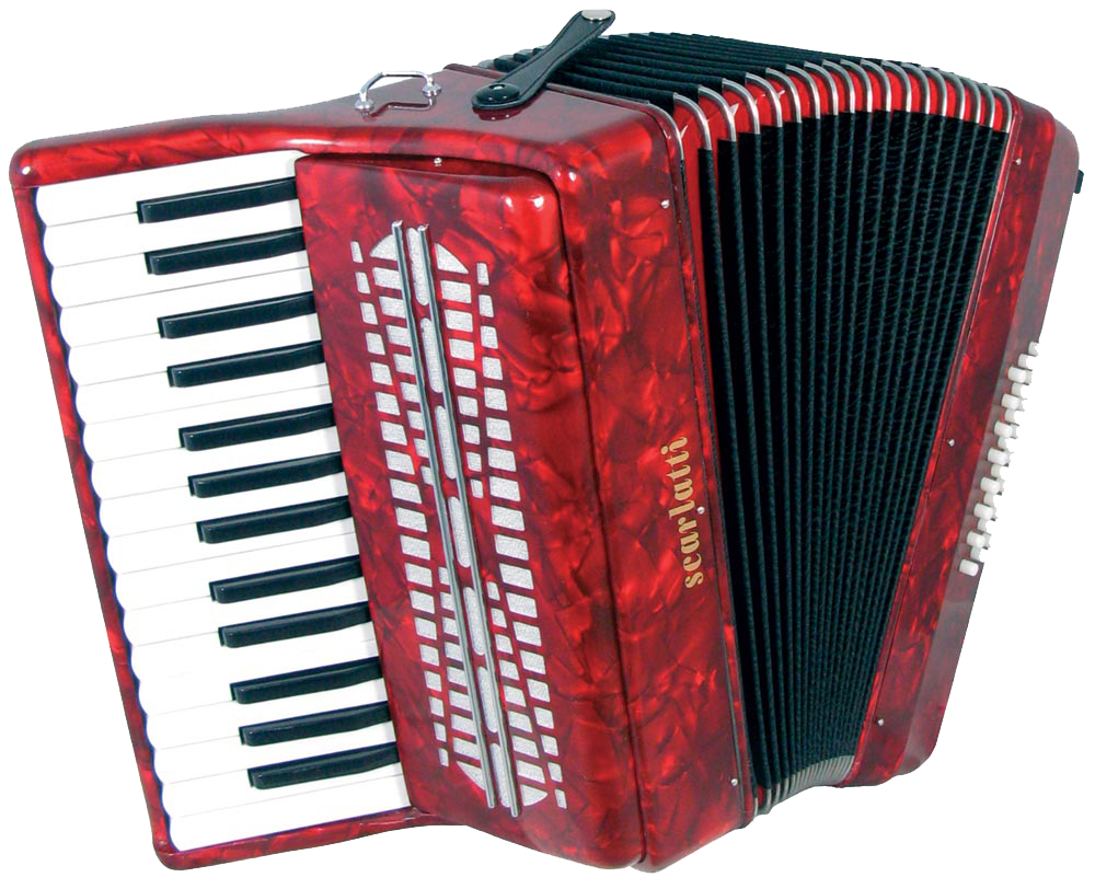 Red Accordion Musical Instrument PNG Image