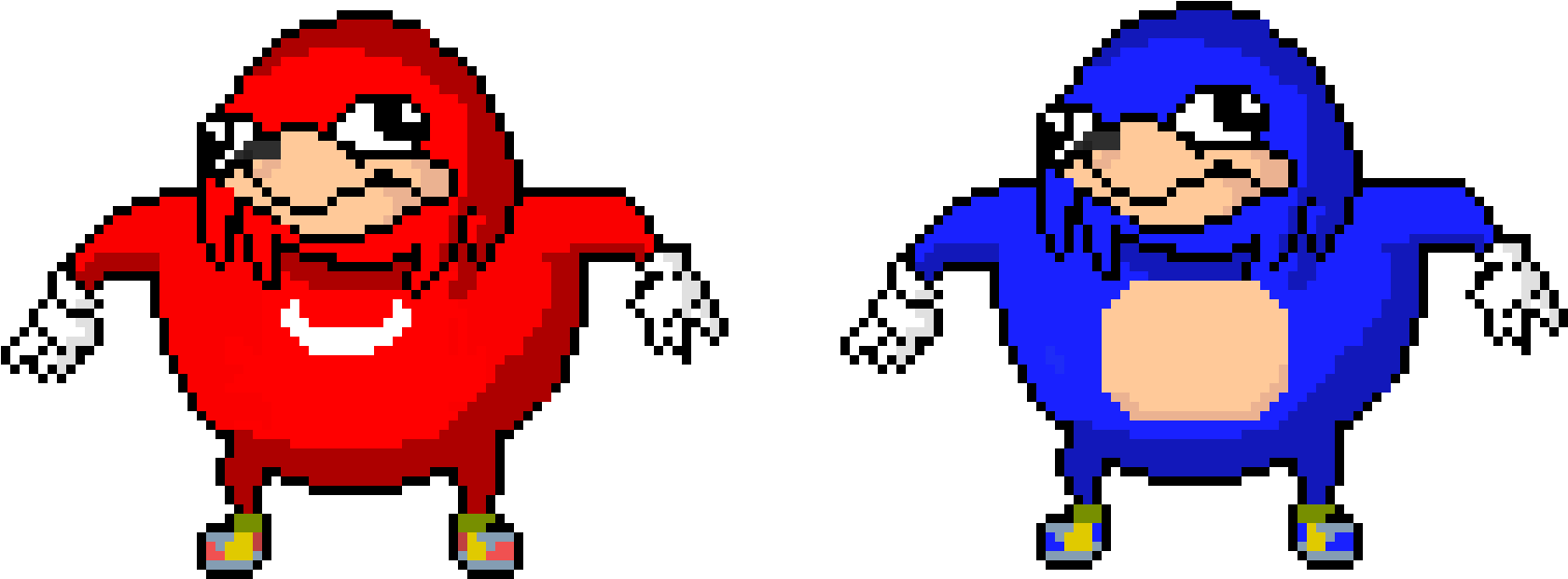 Red_and_ Blue_ Knuckles_ Pixel_ Art PNG Image