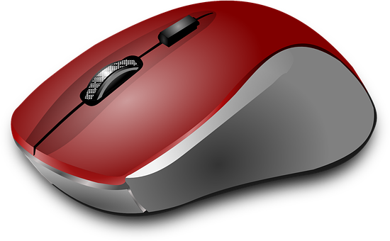 Red And Silver Computer Mouse.jpg PNG Image