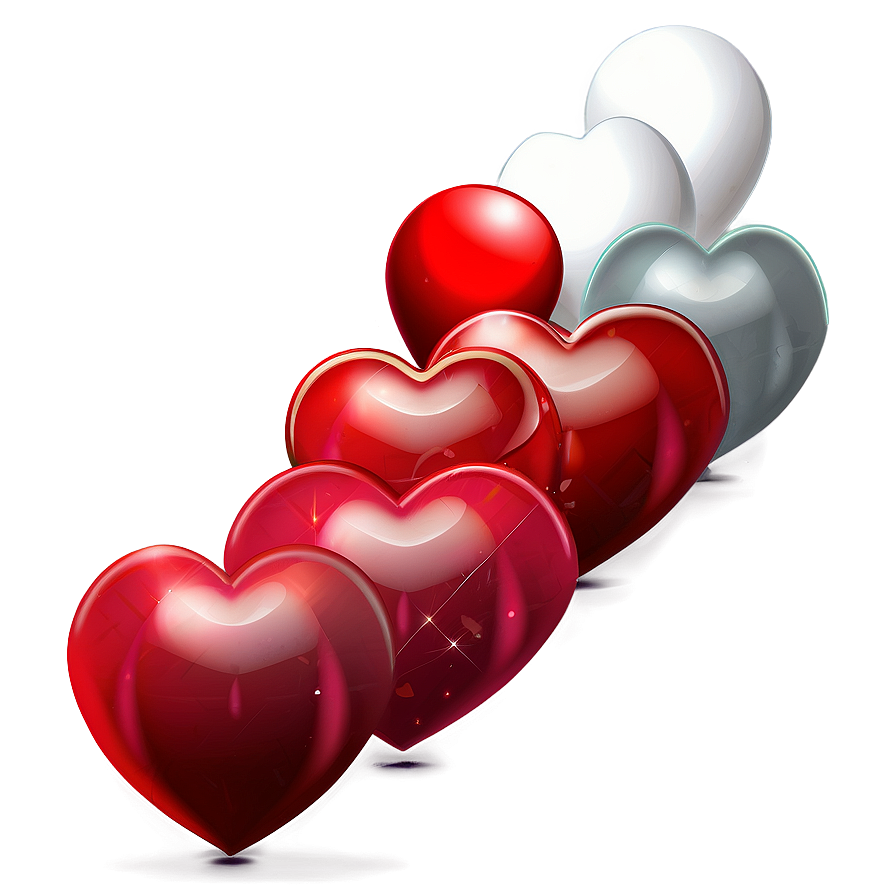 Red And White Valentine Heart Png Fkc PNG Image