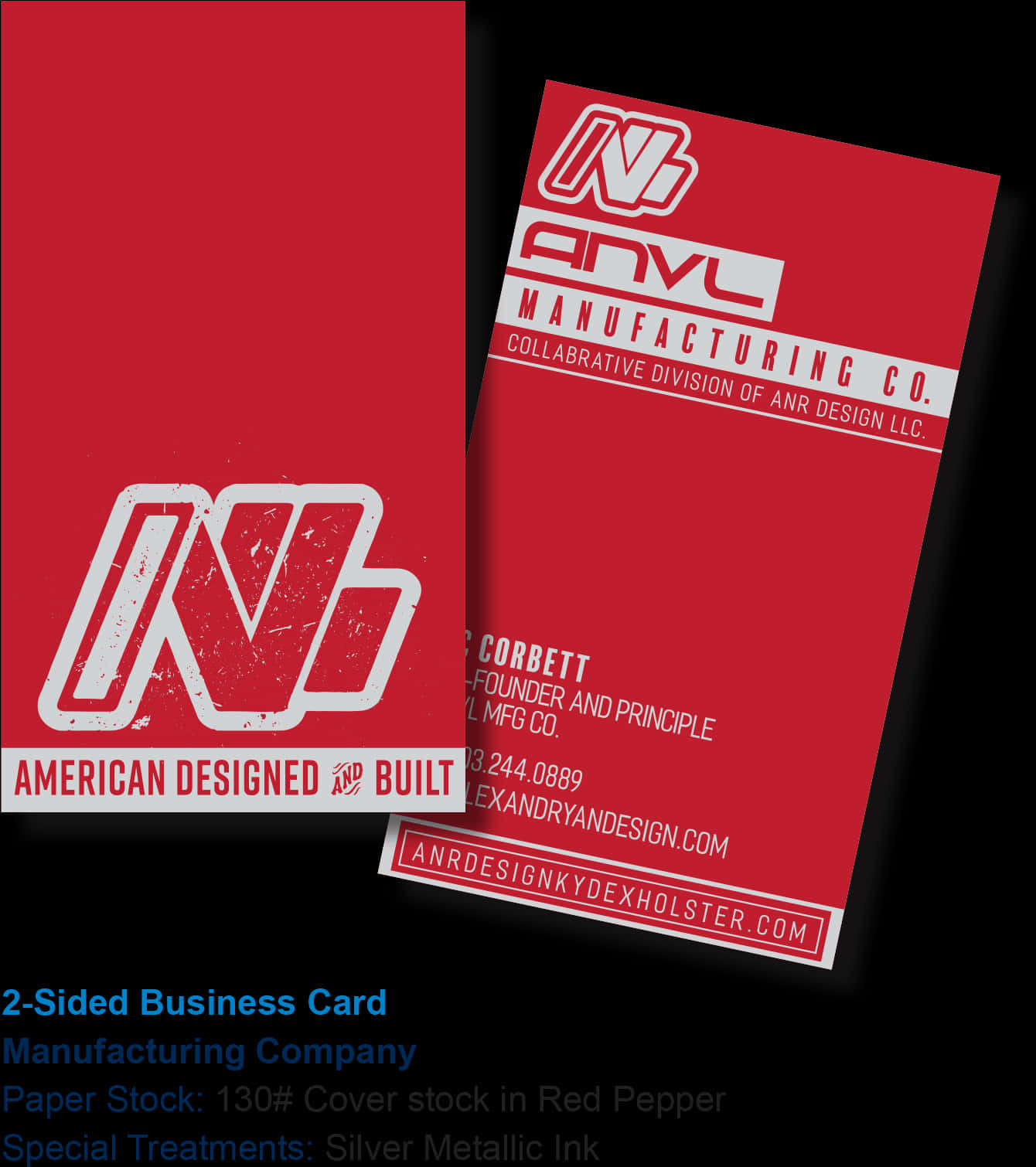 Red Anvil Manufacturing Business Card Design PNG Image