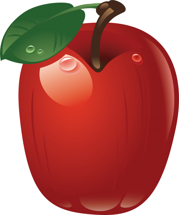 Red Apple Cartoon Illustration PNG Image