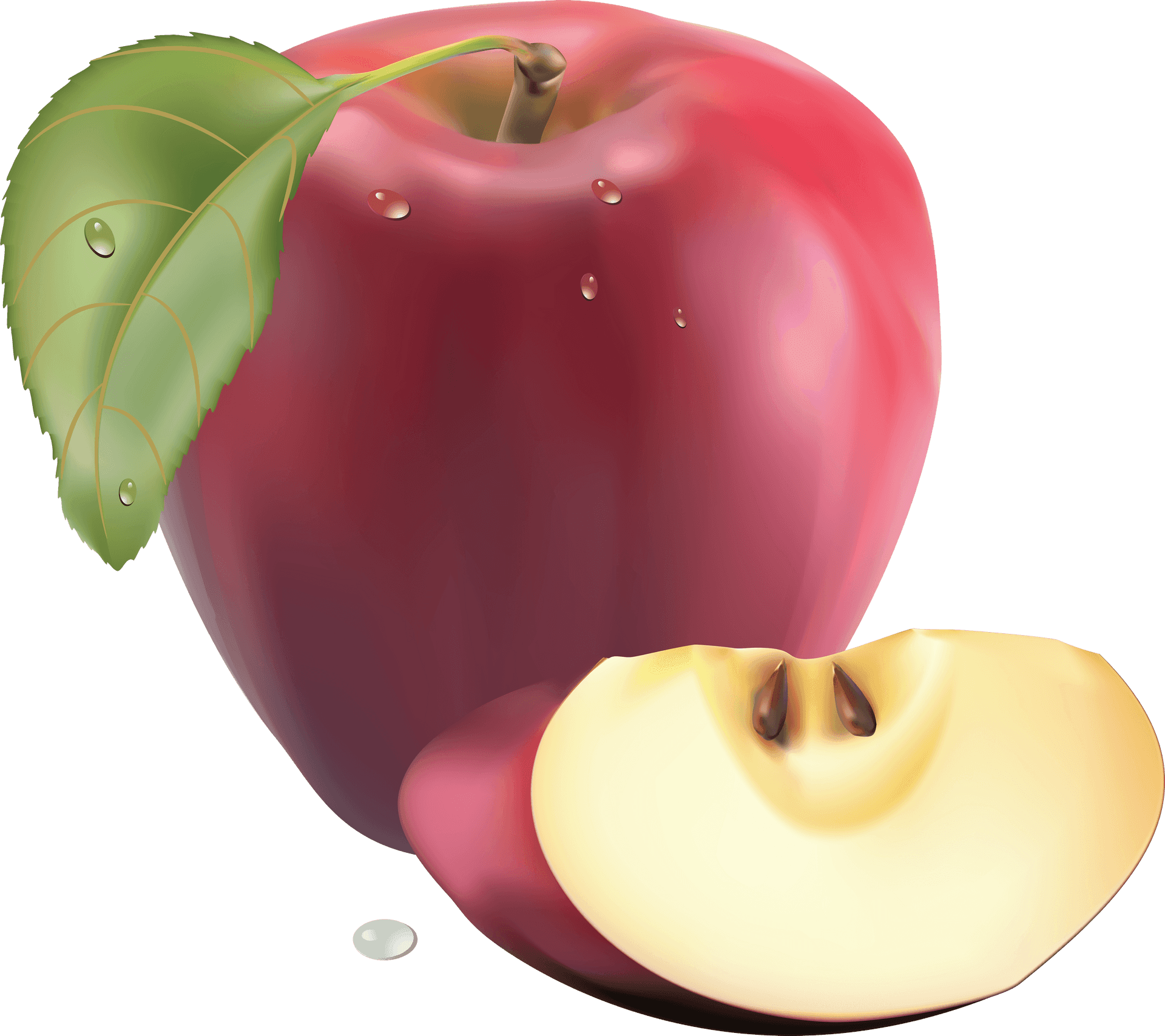 Red Apple With Slice Illustration PNG Image