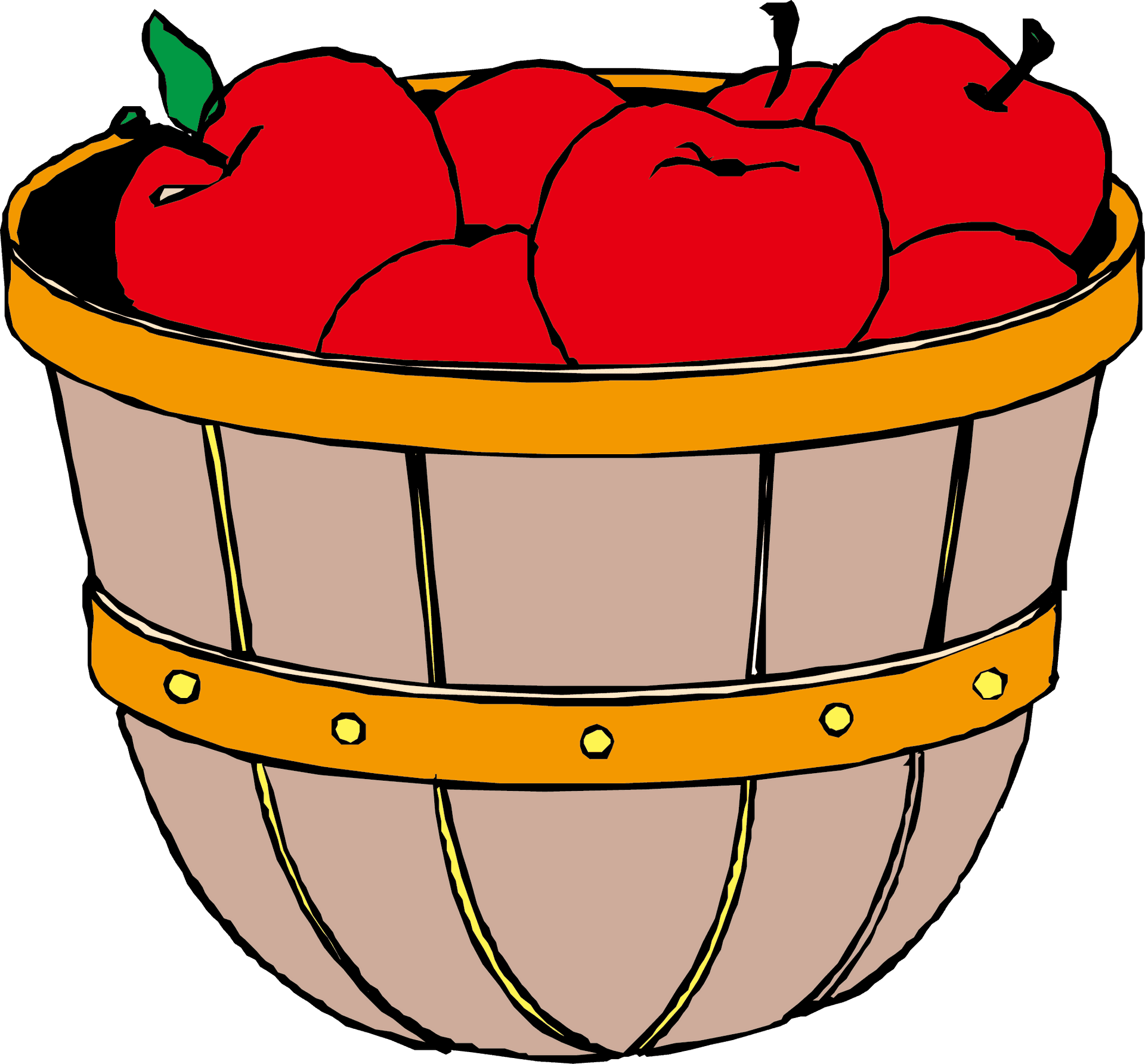 Red Applesin Wooden Basket PNG Image