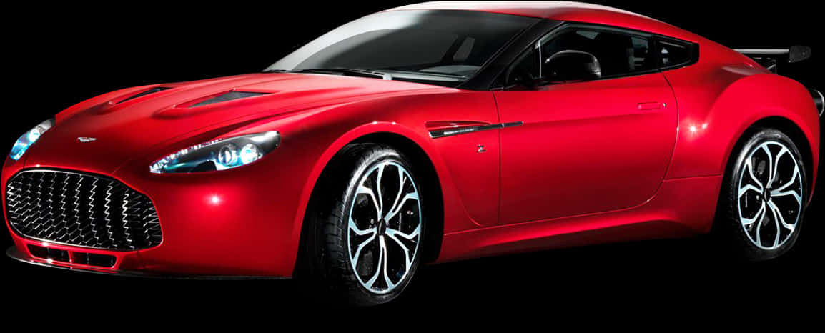 Red Aston Martin Sports Car PNG Image