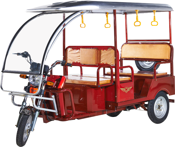 Red Auto Rickshaw Side View PNG Image