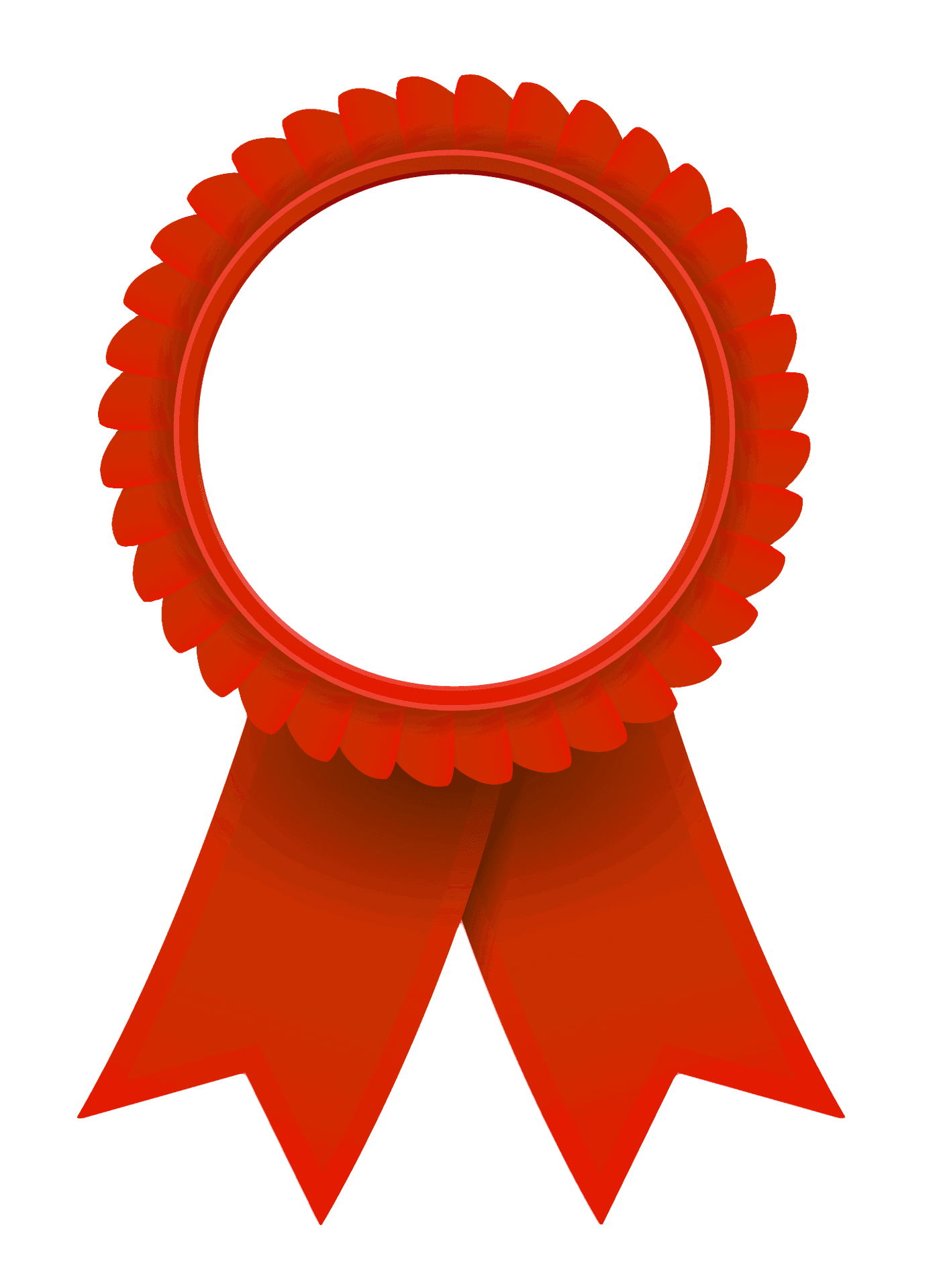 Red Award Ribbon Blank Center PNG Image