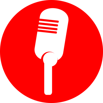 Red Background Microphone Icon PNG Image