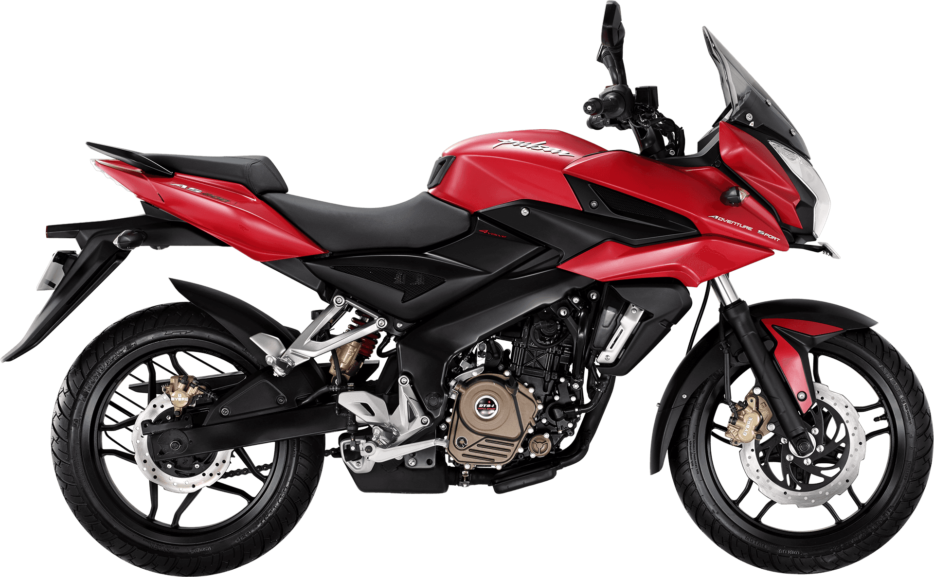 Red Bajaj Pulsar Motorcycle Profile View PNG Image