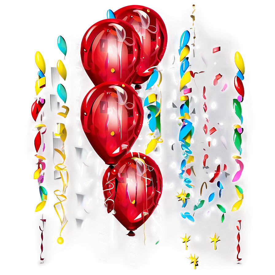 Red Balloons With Confetti Png Pfv12 PNG Image