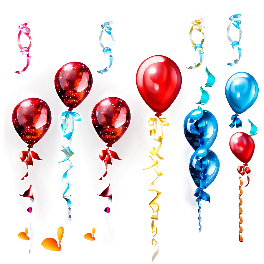 Red Balloons With Glitter Png Gkf PNG Image