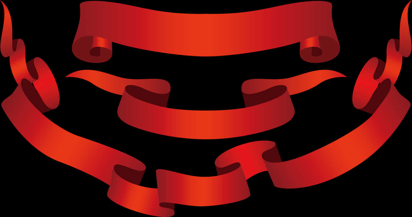 Red Banner Ribbons Graphic PNG Image