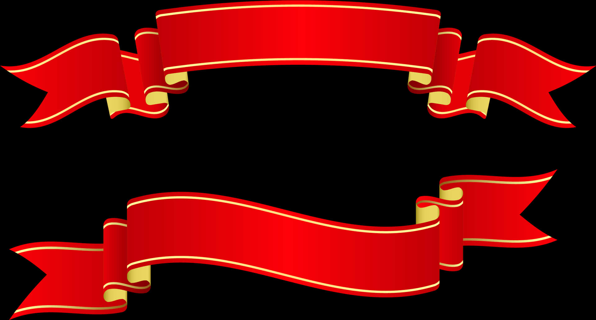 Red Banner Ribbons Vector PNG Image