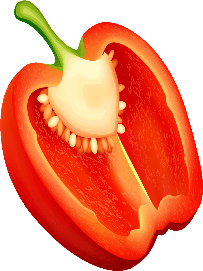 Red Bell Pepper Half Cross Section PNG Image