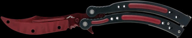 Red Black Folding Knife PNG Image