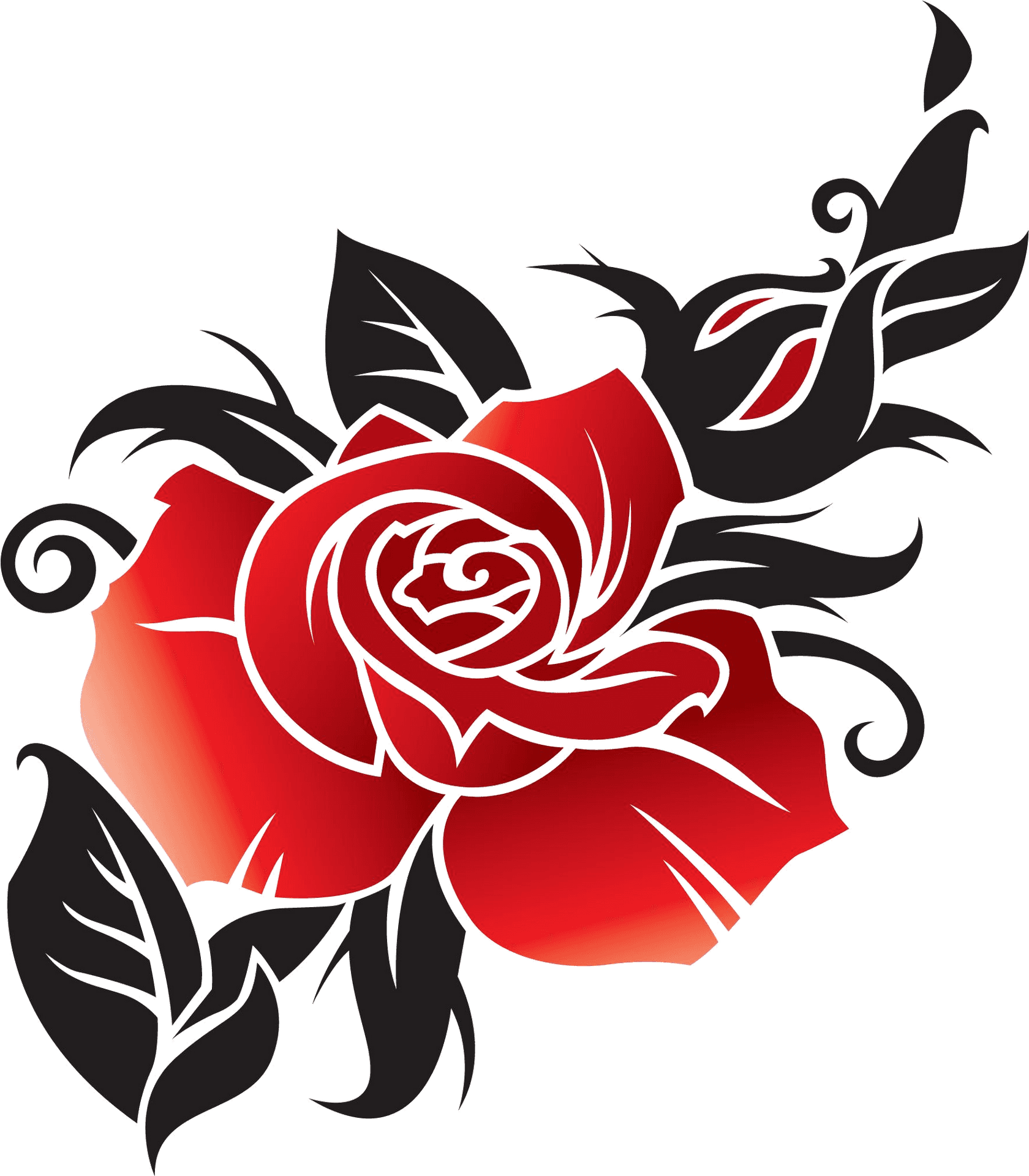 Red Black Rose Tattoo Design PNG Image