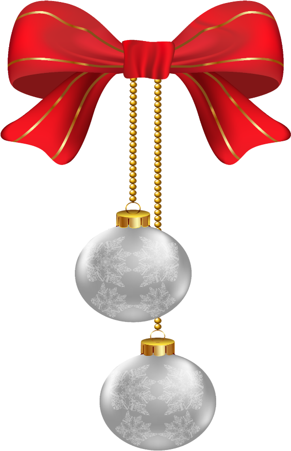 Red Bow Double Christmas Ornaments PNG Image