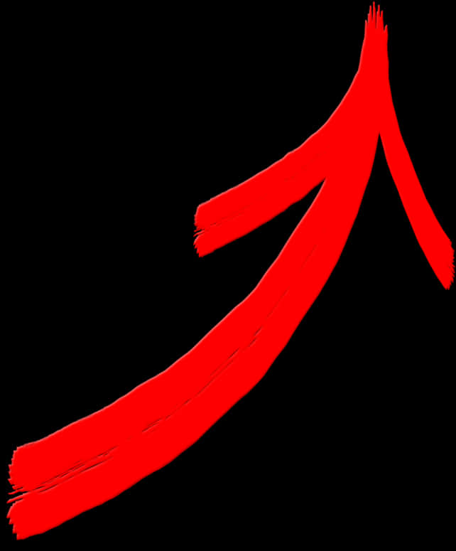 Red Brushstroke Curved Arrow PNG Image