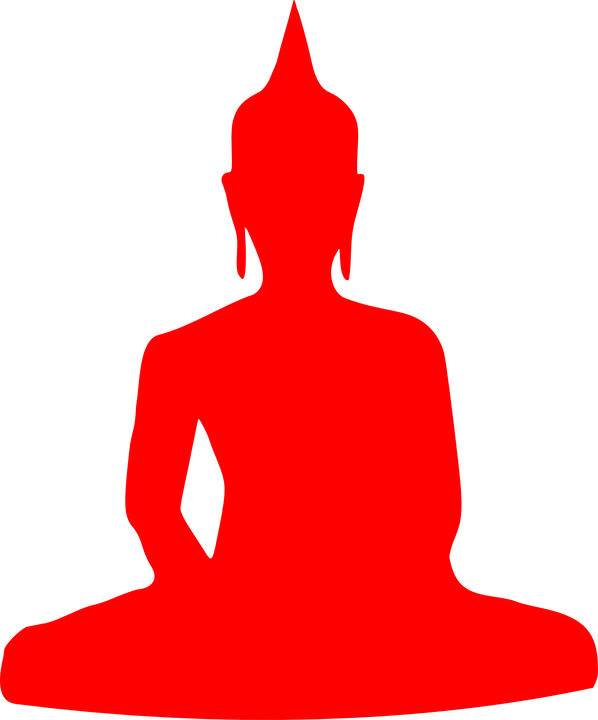 Red Buddha Silhouette Meditation PNG Image