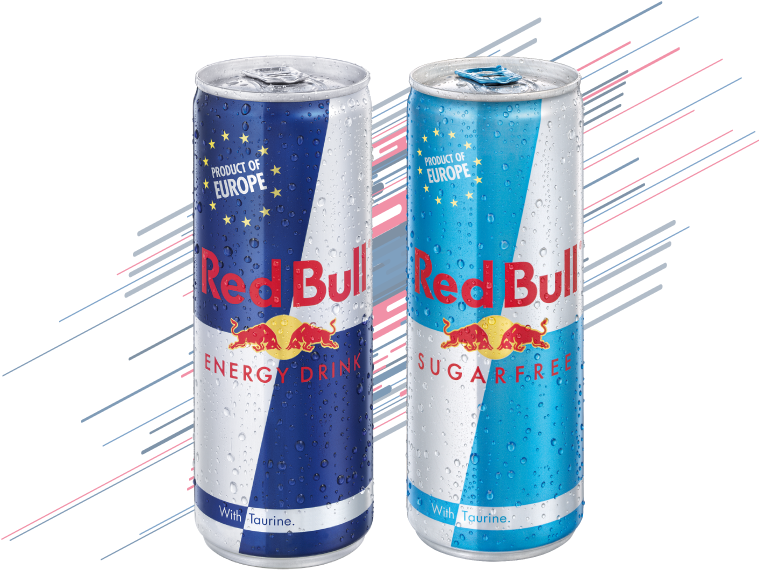 Red Bull Energyand Sugar Free Cans PNG Image