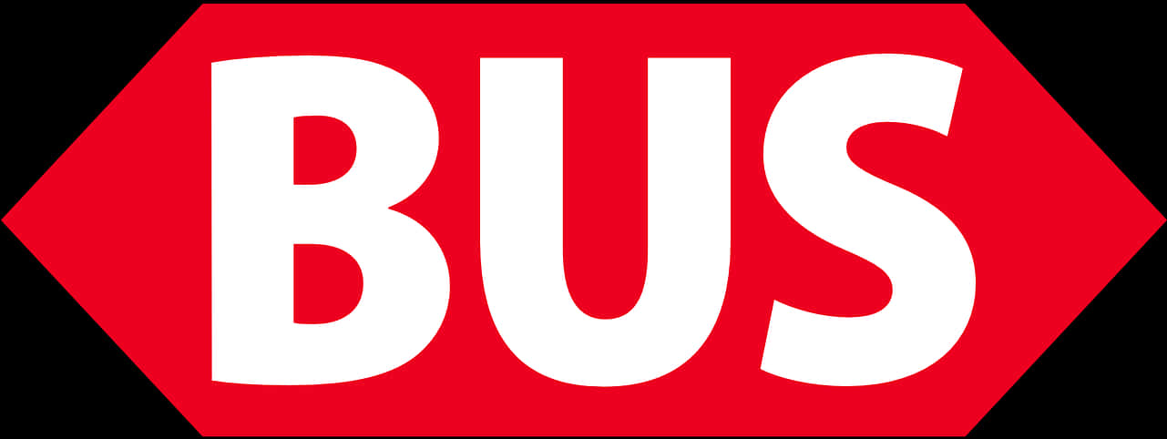 Red Bus Sign White Letters PNG Image