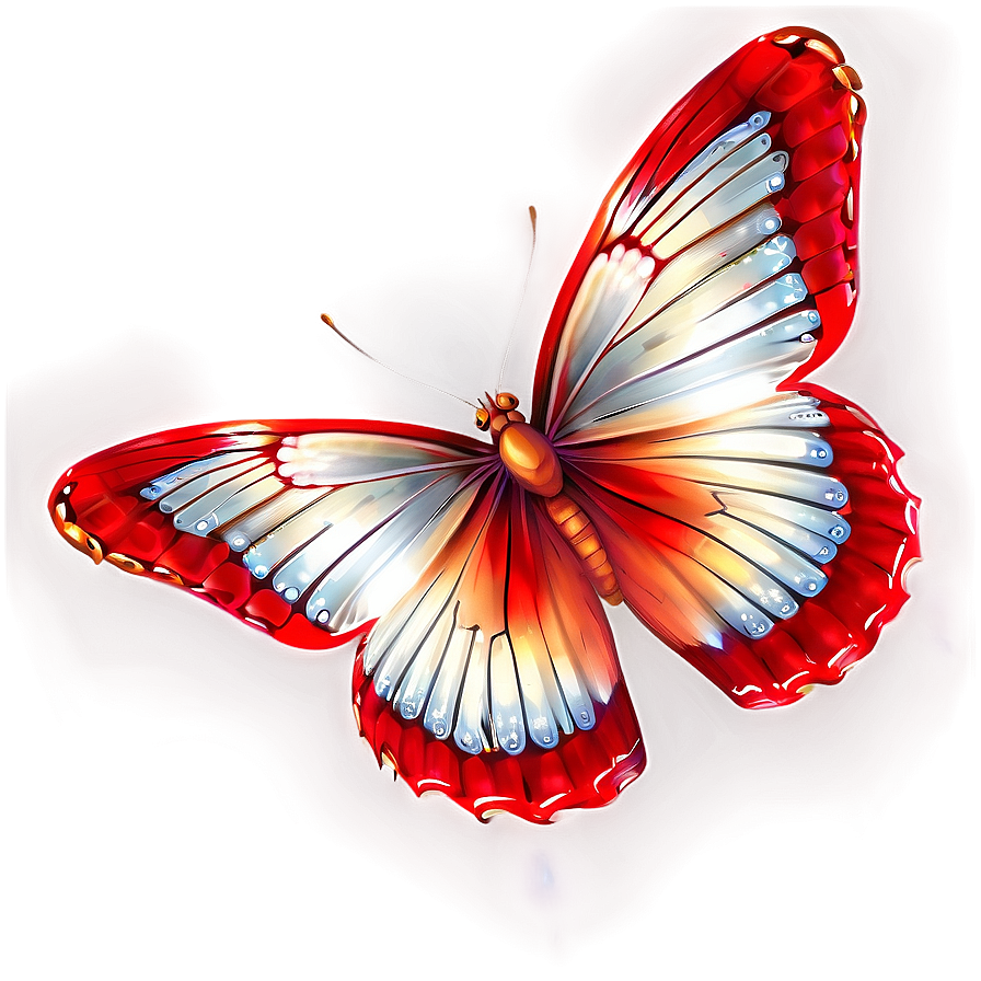 Red Butterfly On White Background Png Tdr51 PNG Image