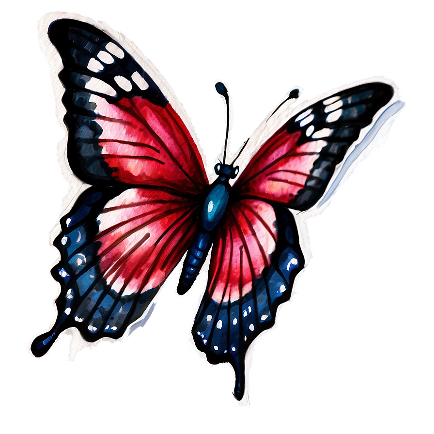 Red Butterfly Watercolor Png Kmp PNG Image