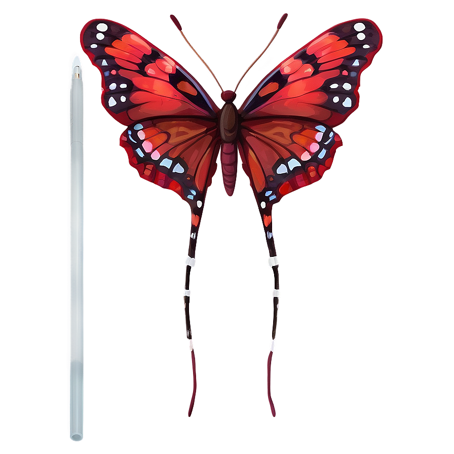 Red Butterfly With Antennae Png Thd PNG Image