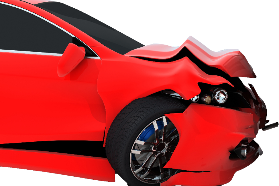 Red Car Crash Damage Isolated Background.png PNG Image