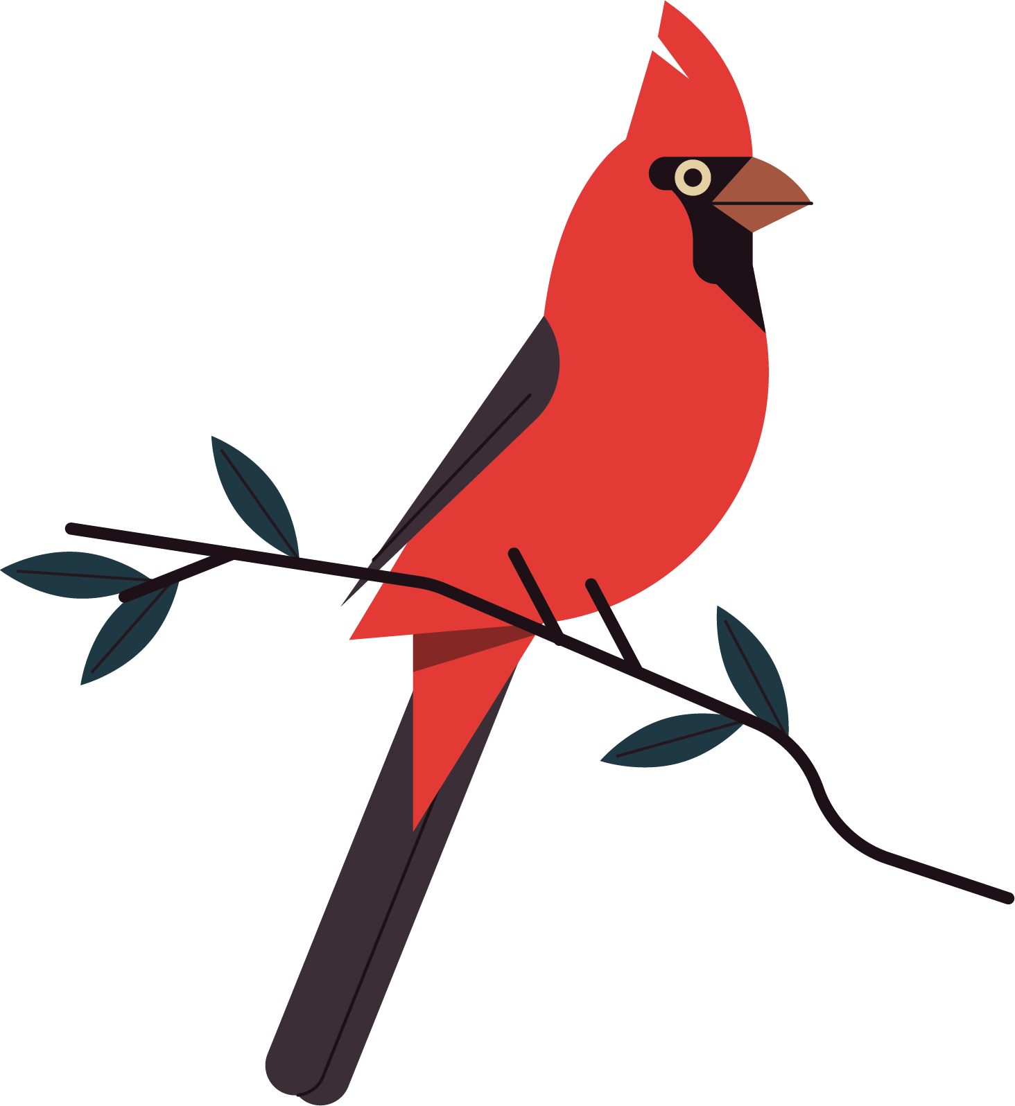 Red Cardinal Bird Illustration PNG Image