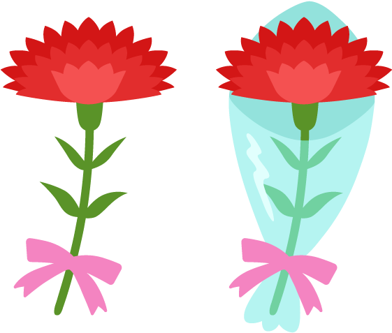 Red Carnationand Bouquet Illustration PNG Image