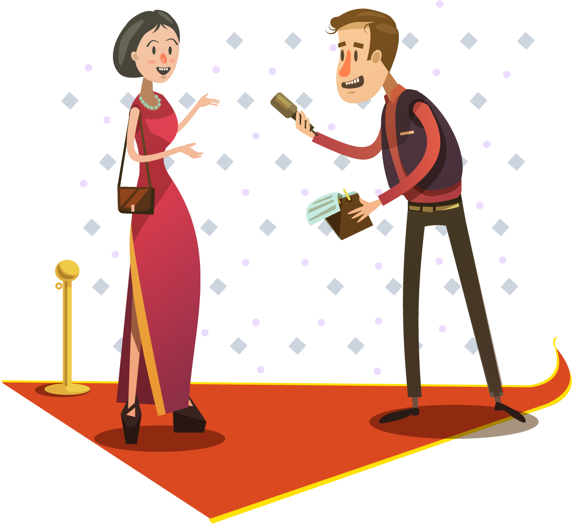 Red Carpet Interview Cartoon PNG Image