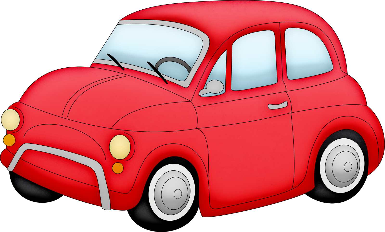 Red Cartoon Car Illustration PNG Image