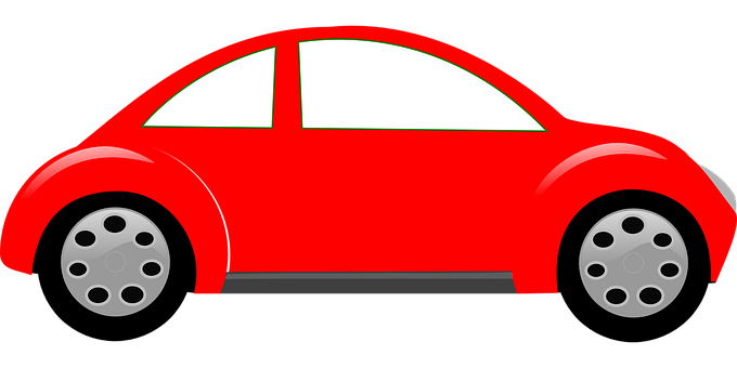 Red Cartoon Car Side View PNG Image