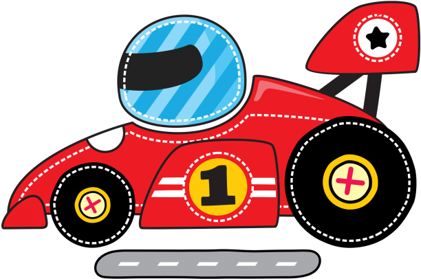 Red Cartoon Race Car Number One PNG Image