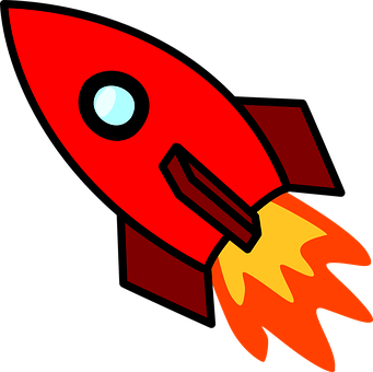 Red Cartoon Rocket Clipart PNG Image