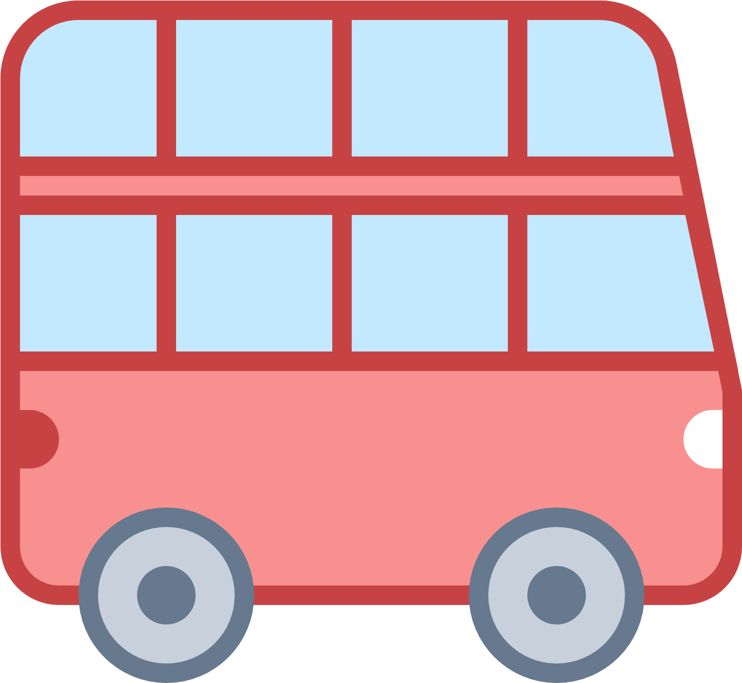 Red Cartoon Tour Bus Graphic PNG Image