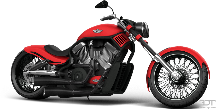 Red Chopper Motorcycle Profile PNG Image