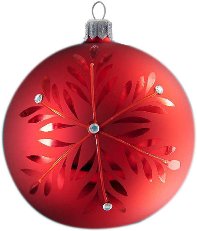 Red Christmas Ball Ornamentwith Floral Design PNG Image