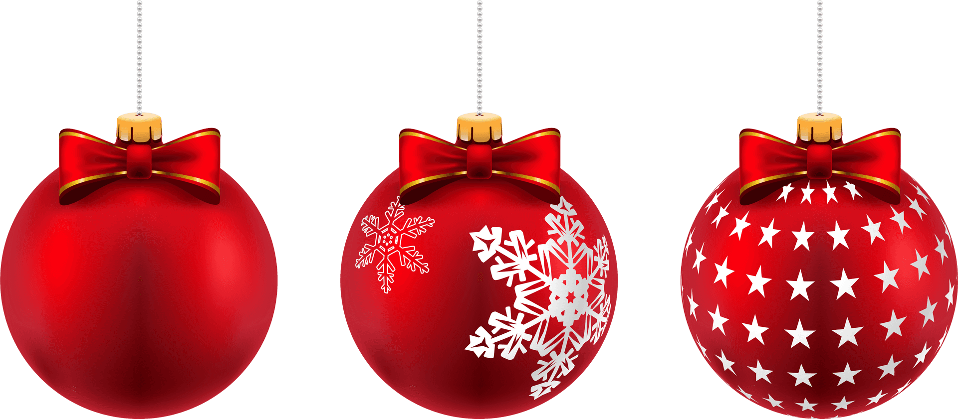 Red Christmas Ballswith Decorative Patterns PNG Image