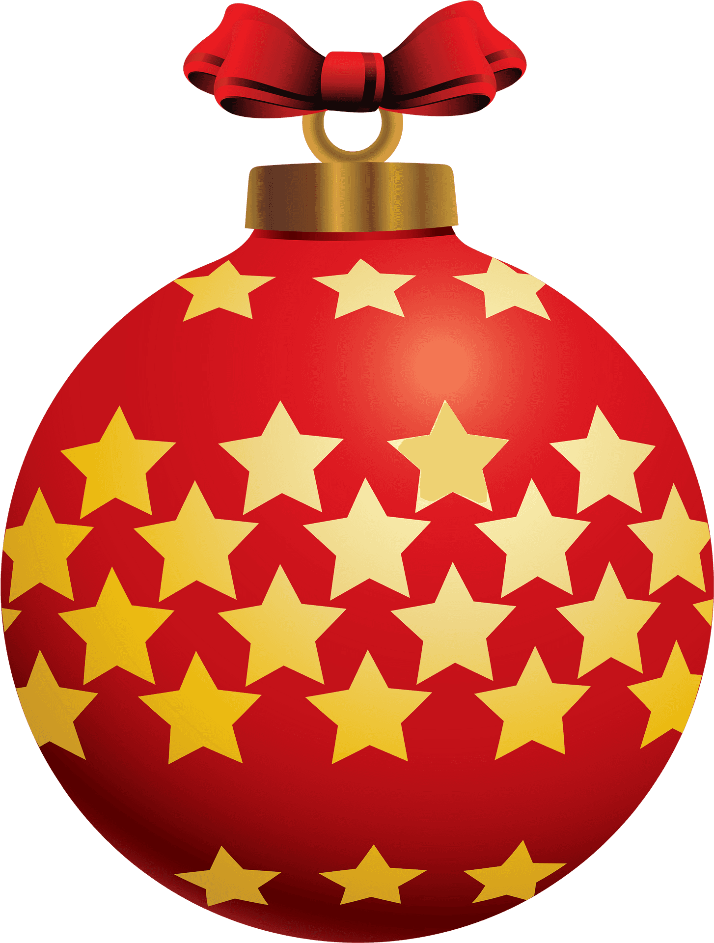 Red Christmas Ballwith Golden Stars PNG Image