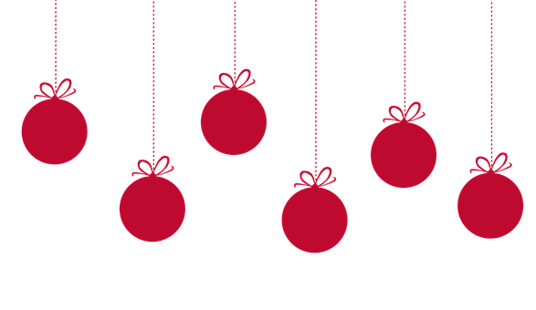 Red Christmas Baubles Black Background PNG Image