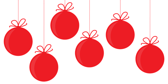 Red Christmas Ornaments Black Background PNG Image