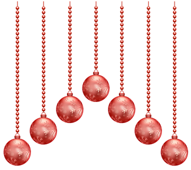 Red Christmas Ornaments Hanging PNG Image